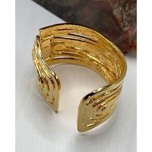 Kenneth Jay Lane Metallic Satin 22k Goldplated Wavy Cutout Wide Cuff